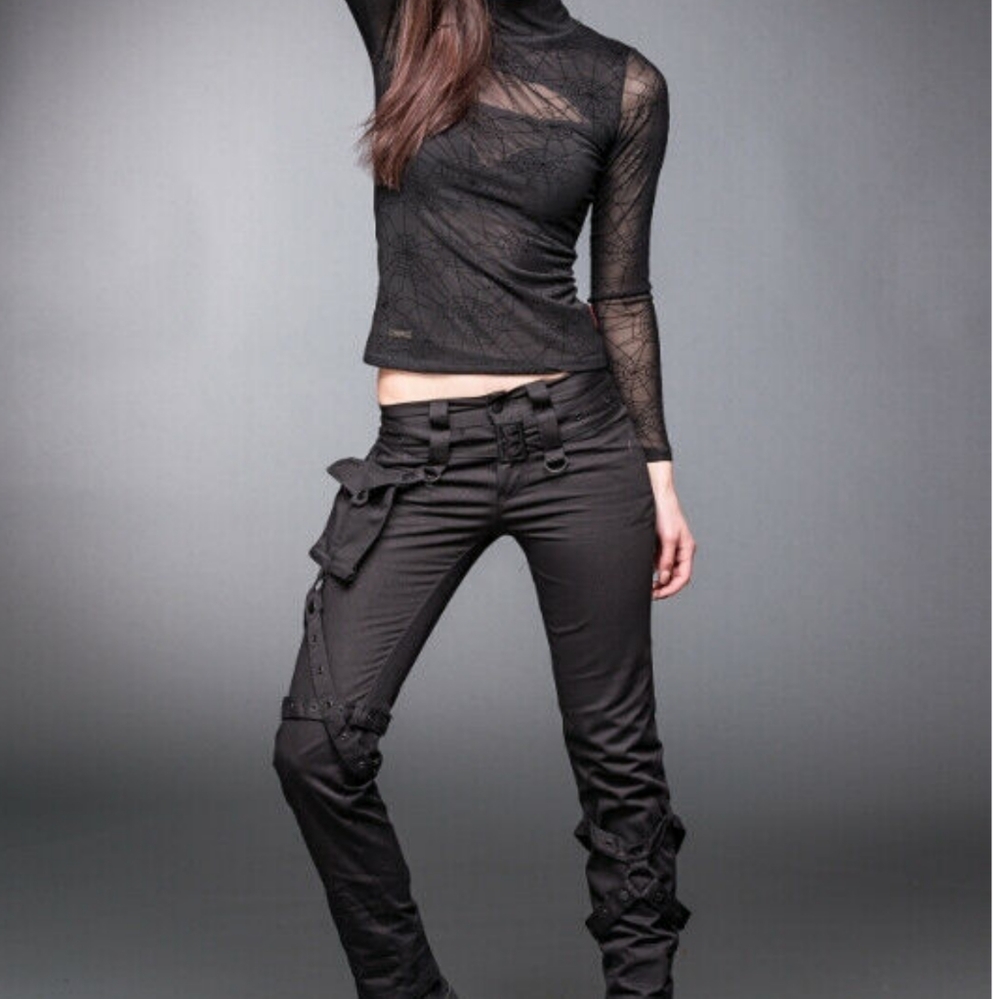 New Goth Punk Buckled Pants size XS Black